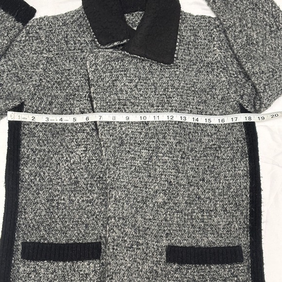 Anthropologie Textured Knit Collar Coat Black Grey Small - Picture 7 of 10